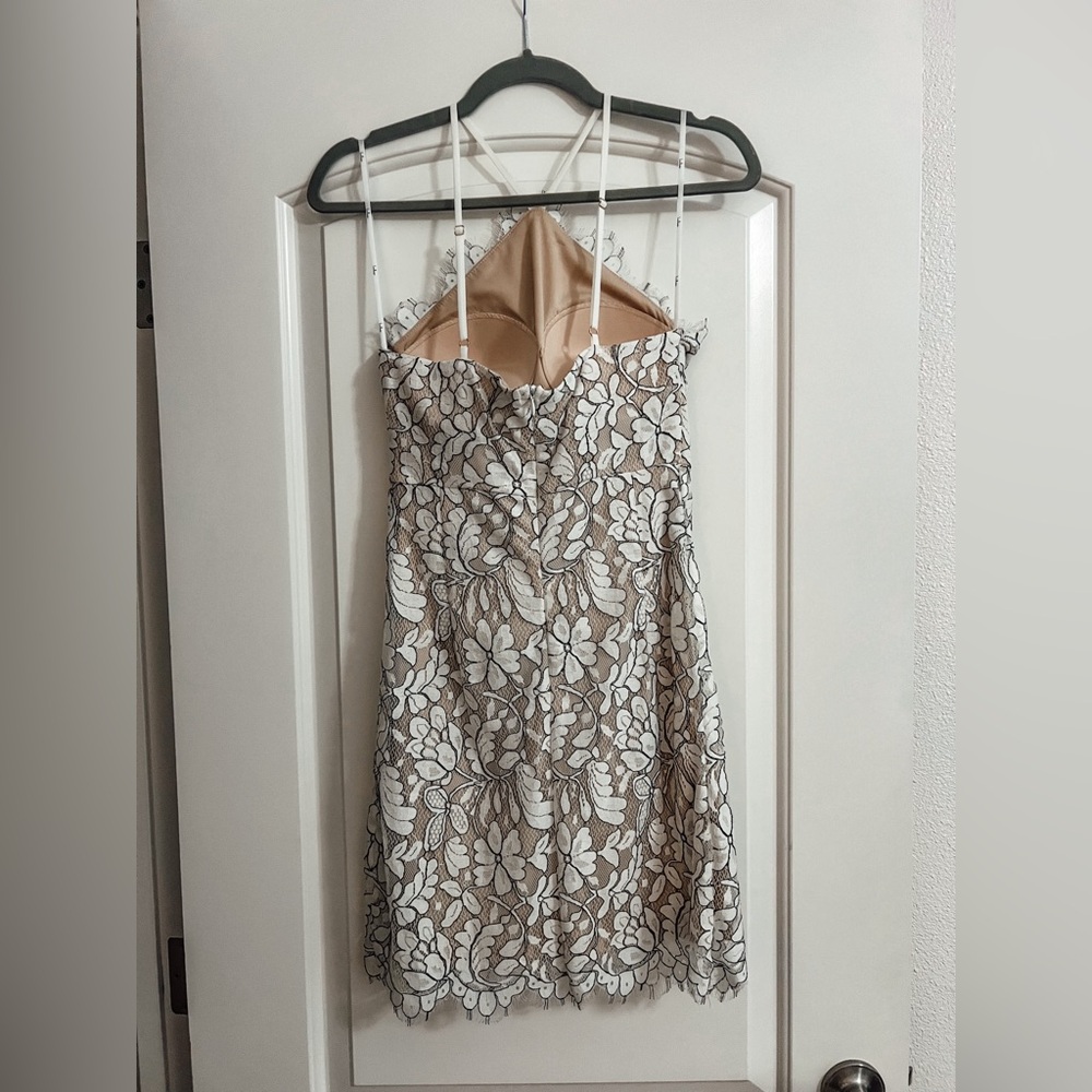 Lulus White Lace High Neck Mini Dress Small Bridal Shower Rehearsal Dinner - Picture 3 of 6